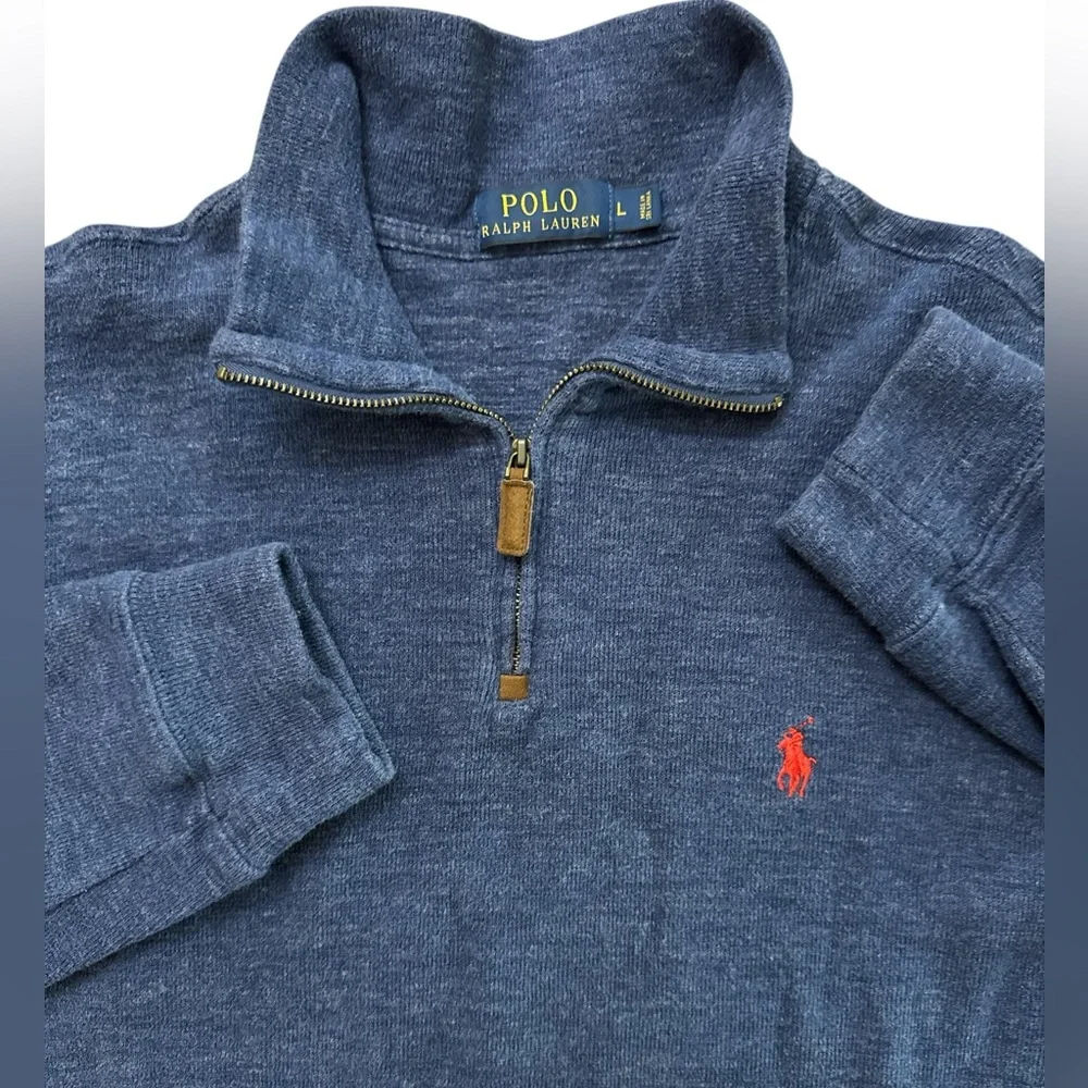 Polo Ralph Lauren Men’s 1/4 Zip Up Pullover Size Large‎ Navy Blue Polo Logo
